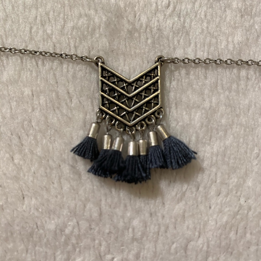 2mm 16 inch Silver Necklace with Tassles